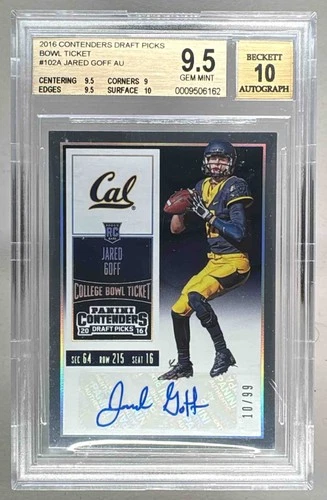 Jared Goff 2016 Panini Contenders Draft #102 Bowl Ticket RC Auto /99 BGS 9.5/10
