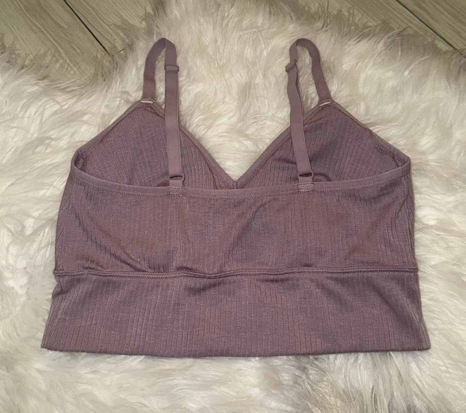 Sutiã feminino Auden levemente forrado longline renda sem fio com nervuras M roxo médio - Imagem 4 de 4