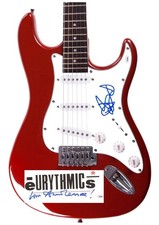 Eurythmics Signed Autographed Red Guitar