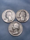 (3) Washington Quarters 1942 1943 1945 90 % Silver F to XF. Private Collection