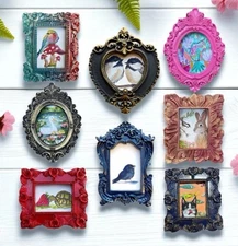 Animal & Bird prints of my paintings in custom made mini vintage style frame