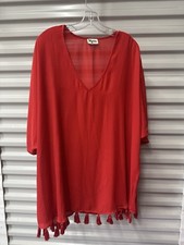 Show Me Your Mumu Sheer V-Neck Shook Tassel Boho Tunic Top Women's Size Medium