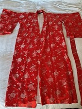 S. Nishimura Japanese Vintage Kimono Red Floral Silk