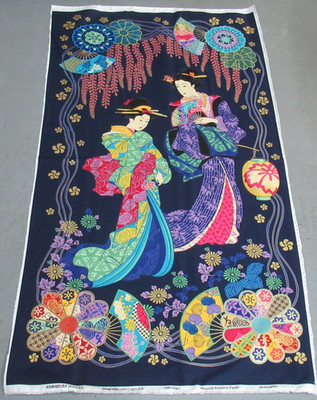 Michael Miller quilt-craft fabric MOONLIT KIMONO PANEL navy 2/3 yd (cm-12667)