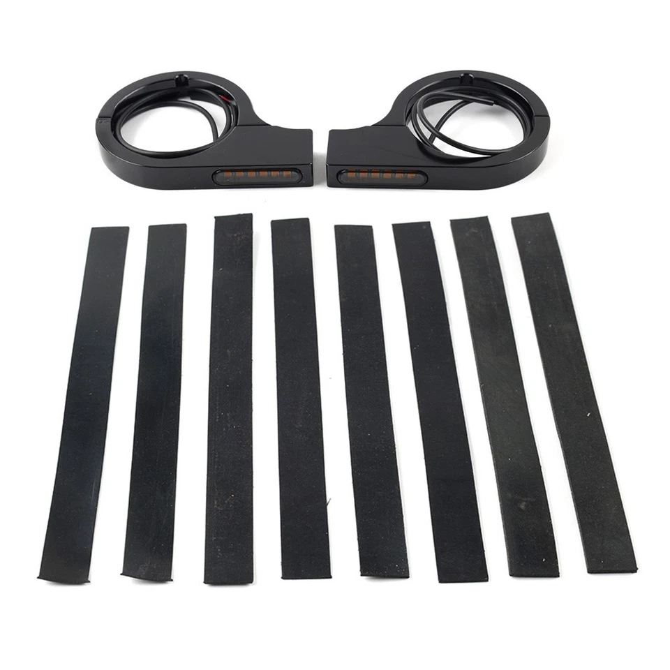 Schwarzes Motorrad Gabel Blinker Gelb für Harley Touring Dyna - Image 2 of 4