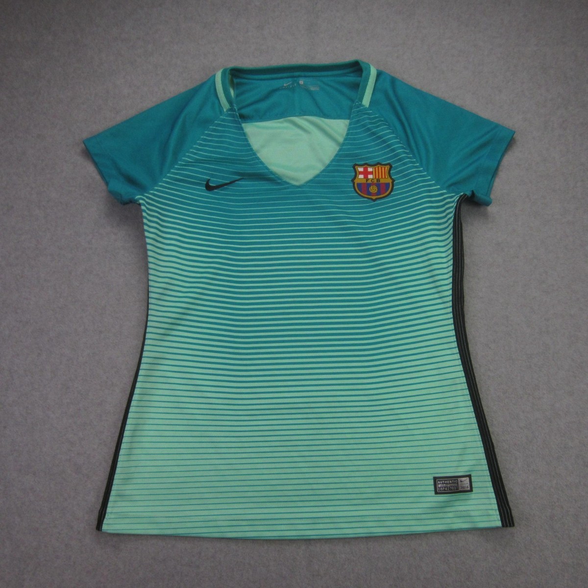 FC Barcelona Shirt Womens Medium Teal Nike Soccer Away Jersey 2016  Authentic FCB