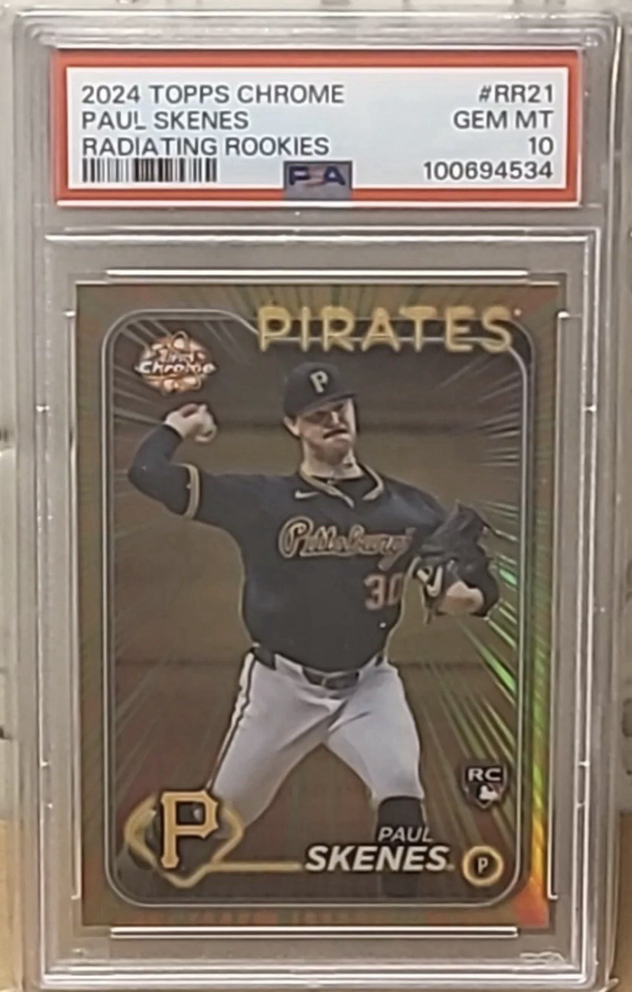 PAUL SKENES 2024 TOPPS CHROME UPDATE RC PSA 10 RADIATING ROOKIE PITTSBURGH RARE!