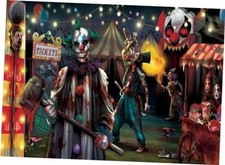 Halloween Evil Circus Clown Theme Backdrop Haunted House Horror Scary 7x5 FT