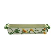Fitz & Floyd Geranium Rabbit Tidbit Dish Cracker Tray Ceramic Floral Rectangular