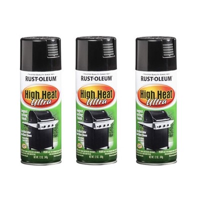 Rust-Oleum Specialty High Heat Ultra Spray Paint, 12 oz Semi-Gloss Black- 3 Pack