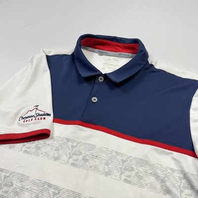 Adidas ClimaCool Shirt Mens Medium White Blue Cheyenne Shadows Golf Club Polo