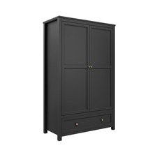 IVES Black 2 Door Wardrobe Gold Handle Bedroom Storage