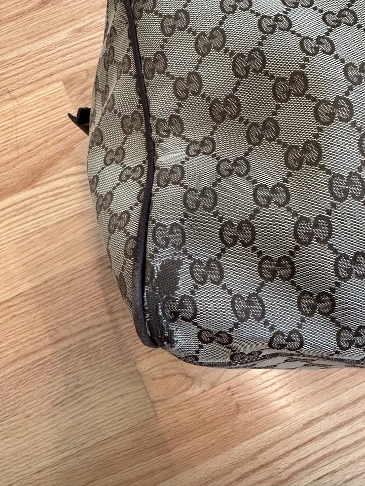 GUCCI GG Lona Línea Jerez Boston Bolso de Hombro Bolso de Viaje Cuero Foto 4 de 4