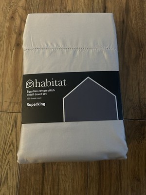 Habitat Super King Stich Detail Bettwäsche Ägyptische Baumwolle Grau 400 Fadenzahl