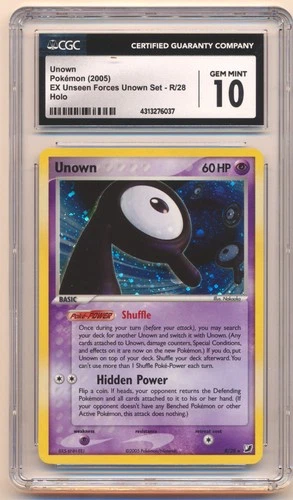 2005 POKEMON EX UNSEEN FORCES UNOWN SET UNOWN HOLO #R/28 CGC 10