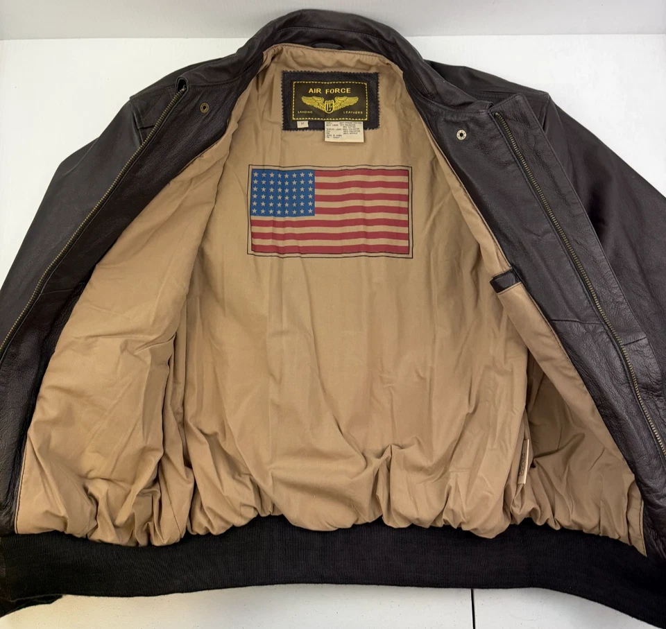 Vintage Air Force Men’s Brown Landing Leathers  Bomber Jacket Size Medium M - Image 3 of 4
