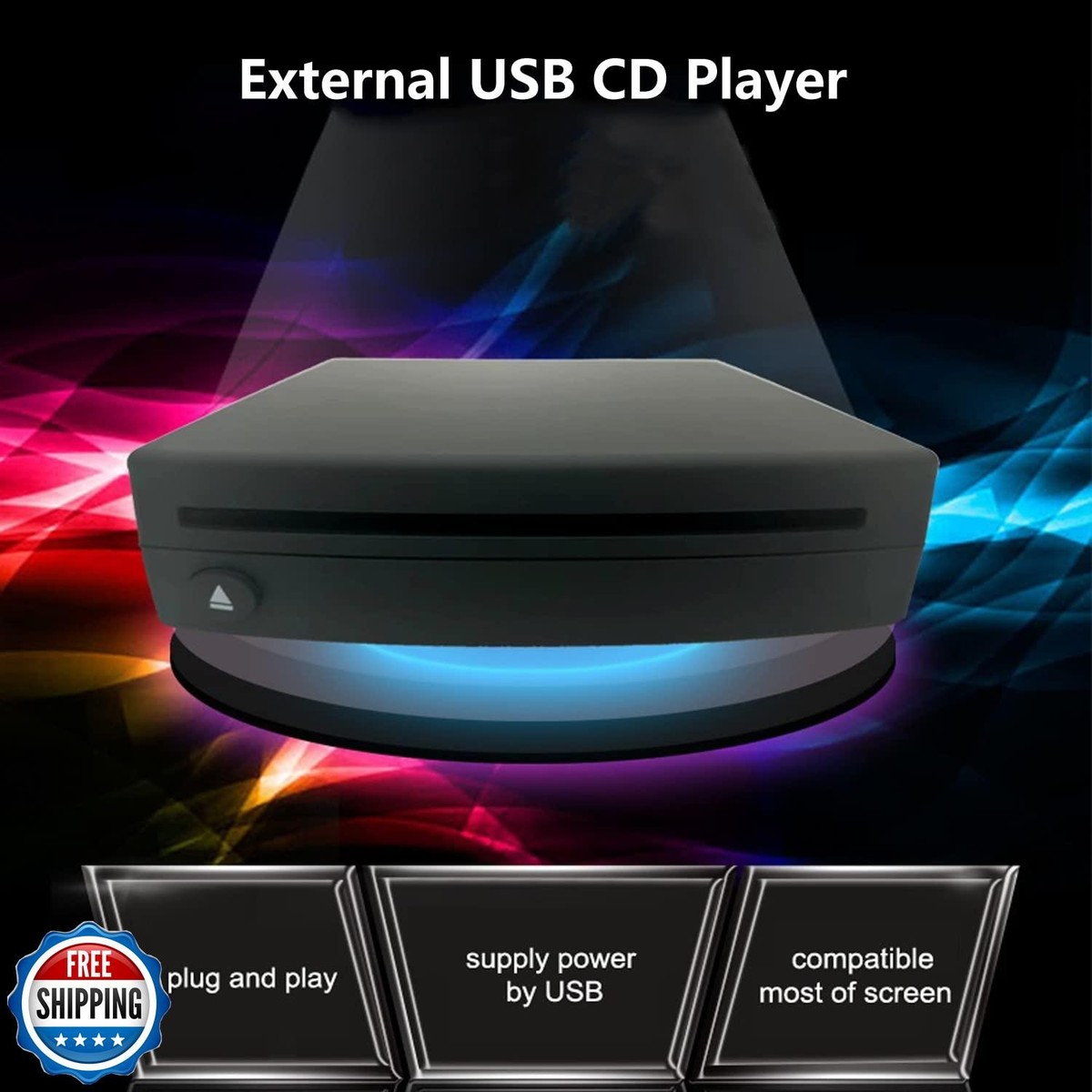 Xglysmyc External USB Car Universal CD Player,Vehicle CD Player