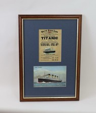 Titanic Replica Ephemera Advert & Postcard Picture Framed Ship White Star Line