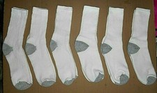 Women's True Vintage Hanes 6 Pairs White Gray Red Line Socks Sz 9-11 Comfy