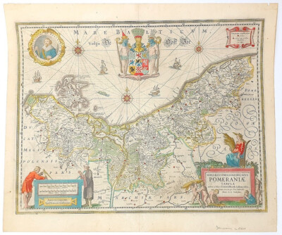 Kupferstich-Landkarte ''Nova Illustrissimi Ducatus Pomeraniae Tabula'' um 1660