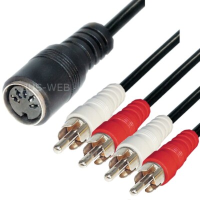 Audio Kabel 5pol DIN Buchse auf 4 Cinch Stecker 0,2m IN OUT Dioden Adapter