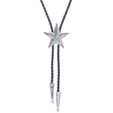 Westernkrawatte Bolo Western Krawatte Kordel Metall Stern Cowboy silber tie