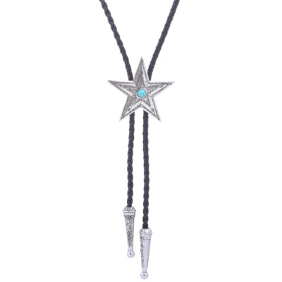 Westernkrawatte Bolo Western Krawatte Kordel Metall Stern Cowboy silber tie