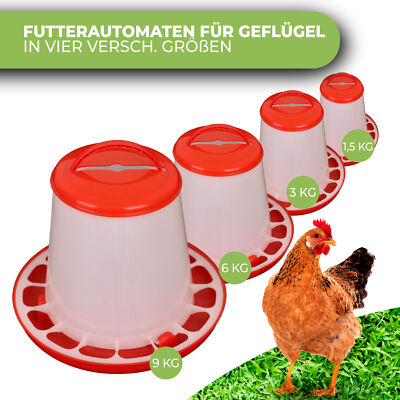 2x Hühner Futterautomat 6kg - Futterspender Mit Gitter Gegen Verschwendung