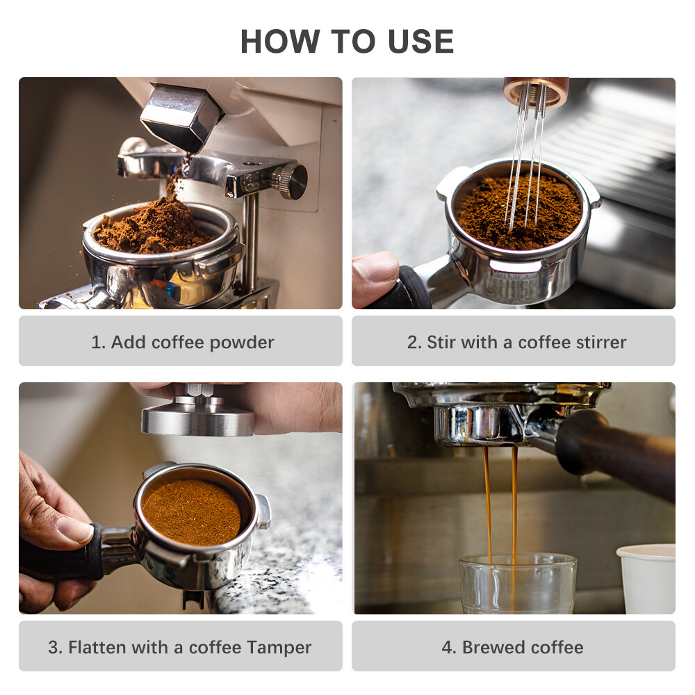 51mm Espresso Tamper & Stirrer Set Coffee Calibrated Tamper with Spring Loaded F