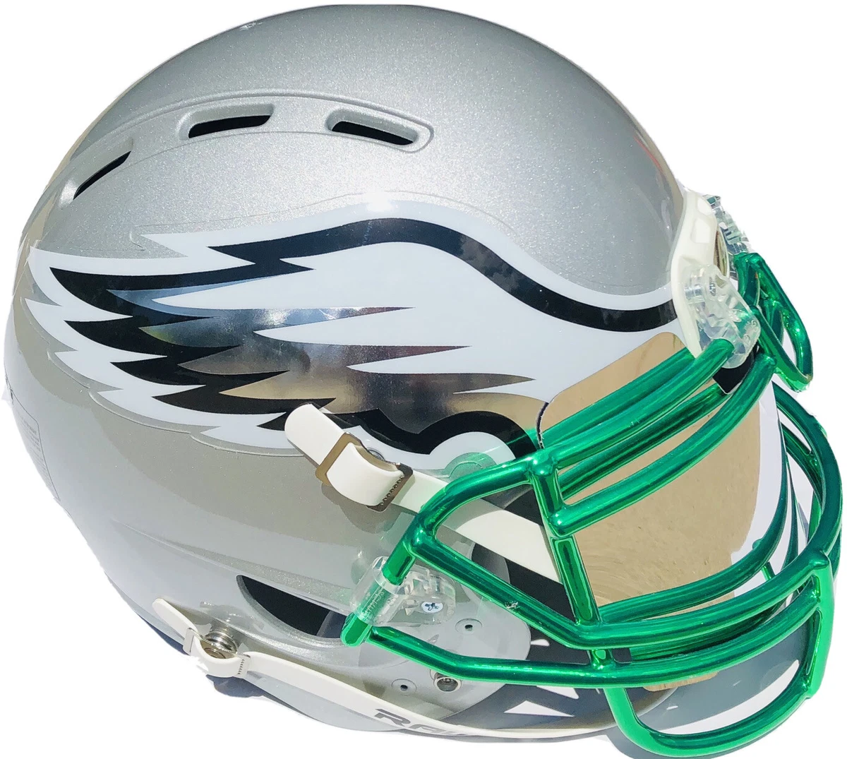 PHILADELPHIA EAGLES AUTHENTIC FULL SIZE CUSTOM BLAZE CHROME HELMET