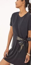 Anthropologie Dolan Collection Belted Mini Dress Attached Side Belt Black M