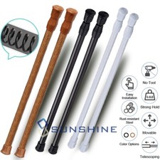 2x Spring Tension Curtain Rod Tension Cafe Rod Adjustable Extension Carbon Steel