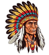 Native American Indian with headdress head dress Sticker Stickers Decal A1013
