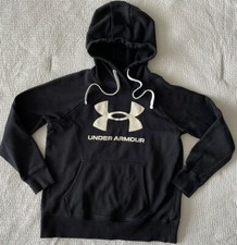 Under Armour Womens Small Rival Fleece Hoodie Hooded Sweatshirt Black S EUC