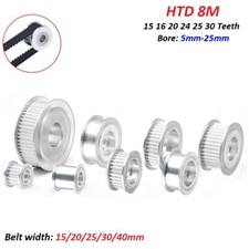 HTD 8M Timing Belt Smooth Tooth Idler Drive Pulley 15 16 20 24 25 30 Tooth, CNC