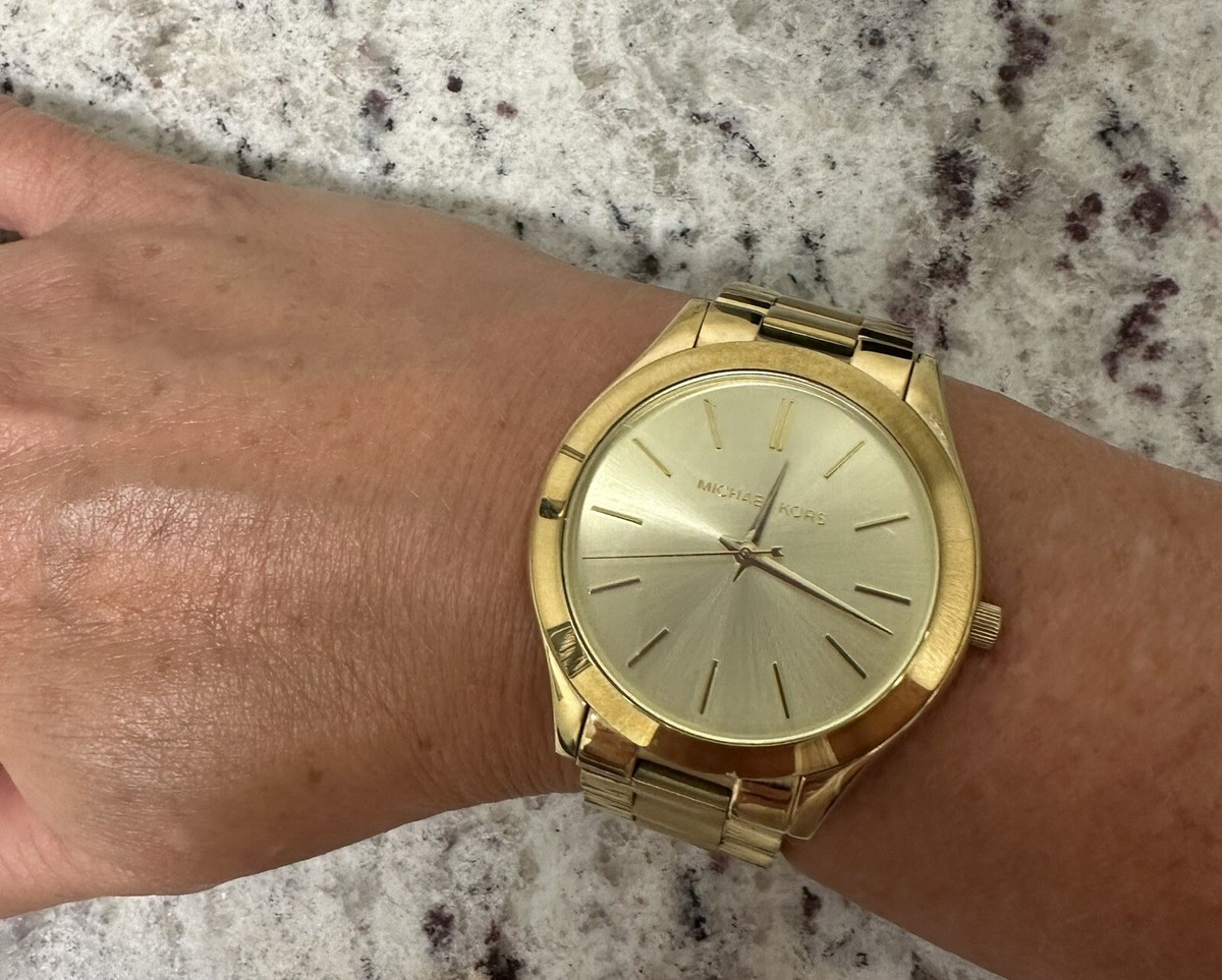 Michael Kors Slim Runway MK3179 Women\'s Gold Tone Analog Dial Wrist Watch JNA250 Michael Kors Slim Runway MK3179 Women\ main image 3