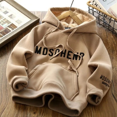 Winter Kids Thick Sweatshirt Autumn Boys Girls Wool Hoodies Print Pullover Tops - Picture 9 of 17