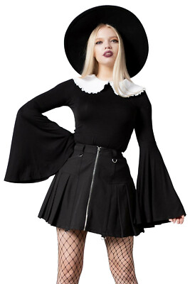 Killstar Gothic Goth Vintage Langarm Top Bluse - Samantha