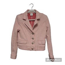 CAbi Size Small Blazer Jacket Amelia KnitRed White Stretch Button