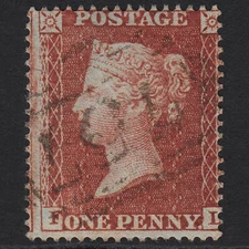 W35_11 GB QV 1855 1d RED-BROWN PLATE 5 SG21-C4(1) FL FU STROUD 757