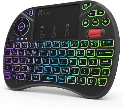 Rii Mini Tastatur Touchpad Smart TV Tastatur 2,4 GHz Kabellos Tastatur Scrollrad