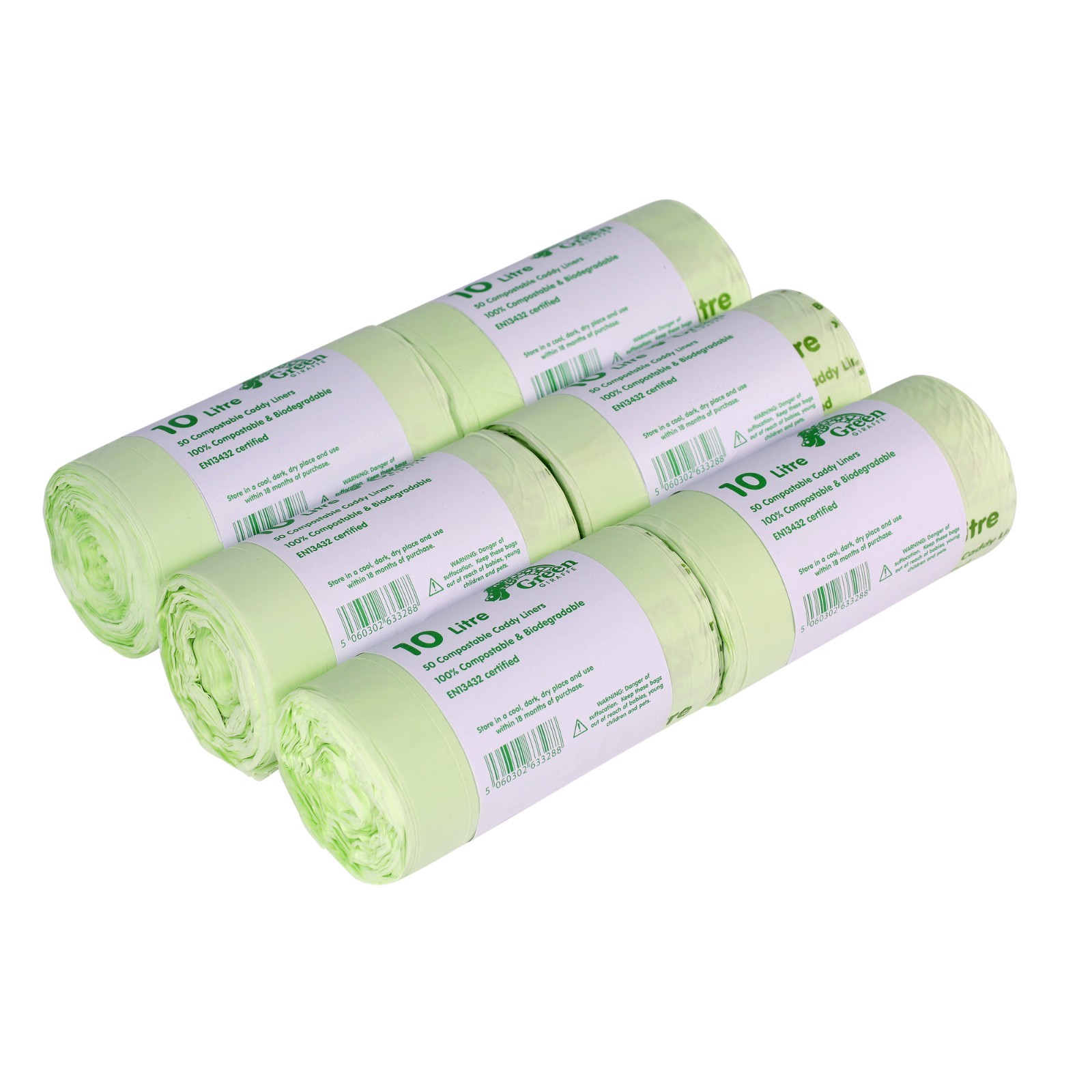 300x 10 Litre Compostable Caddy Liners for Food Waste/Caddy Bags - 10L
