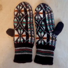 Vintage Mittens Youth or Small Size Knitted Handmade See Pictures for Measuremen