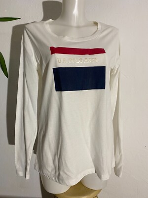 U.S. Polo Assn. Pullover Damen Neu Weiß Langarm Shirt Gr.38 T-Shirt Langarm