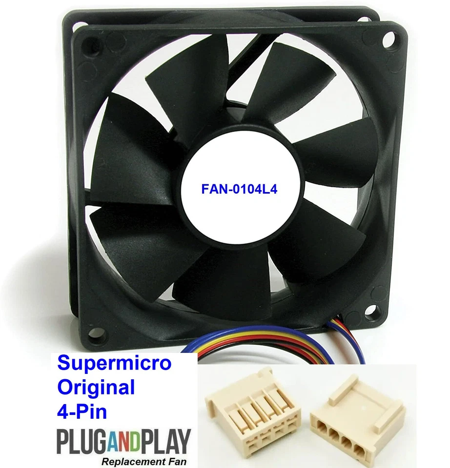 5x Replacement Fans for Supermicro FAN-0104L4 80x25mm with 4-Pin Original - Image 4 of 4