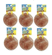 6 Chore Boy Copper Scrubber Scouring Pad 100% Pure Copper New Steel Wool