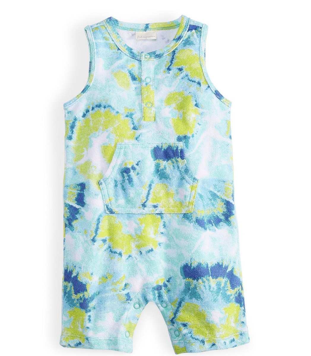 First Impressions Baby Boys Tie Dye Terrycloth Romper,size 3~ 6