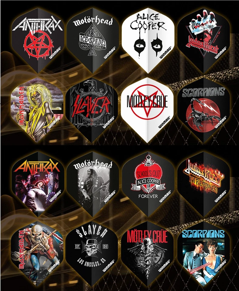 Dart 3 oder 6 Stück Winmau Rock Legends Flights - Menge u. Motive wählbar -