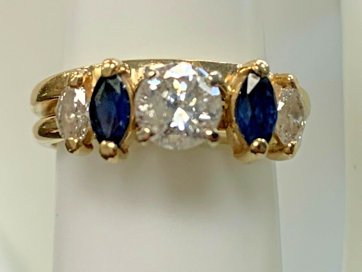 14K YELLOW GOLD ESTATE DIAMOND - SAPPHIRE WEDDING SET PKXXX | eBay