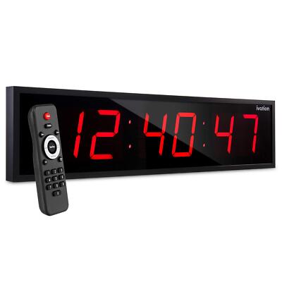 Ivation 36'' Large Digital Clock, LED Digital Wall Clock W/Timer & Alarm, Red